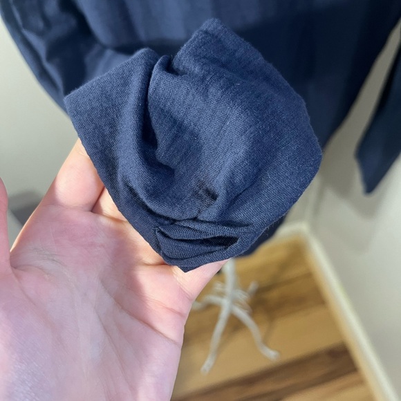 Nation LTD Navy Long Sleeve Braided Neck 100% Pima Cotton Normcore Size L - Picture 4 of 7